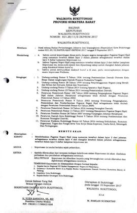 Salinan SK Walikota tentang Pengangkatan Jabatan Struktural
