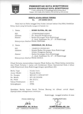 Berita acara serah terima kendaraan ba3315L Januari