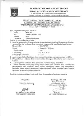 Surat Pernyataan Tanggung jawab BA6907LJ