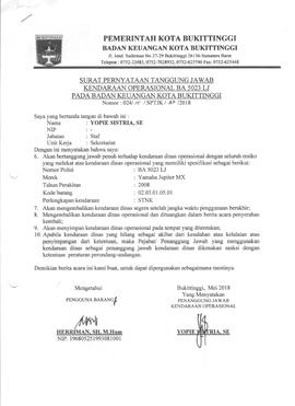 Surat Pernyataan Tanggungjawab Pemakaian Kendaraan 5023 LJ