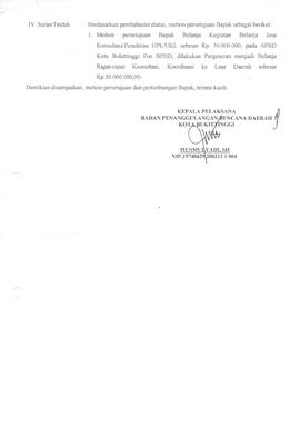 Telaahan Staf Pergeseran Anggaran 2018