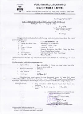 Kenaikan Gaji Berkala Sastra Widjaja, SH