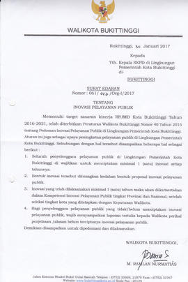 Surat Edaran tentang Inovasi Pelayanan Publik