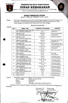 8. Surat Tugas menghadiri peringtan hari otonomi daerah ke XXII