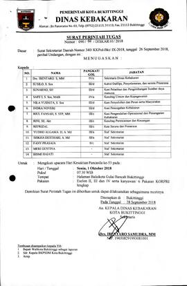 25. Surat Tugas Mengikuti Upacara hari Kesaktian Pancasila