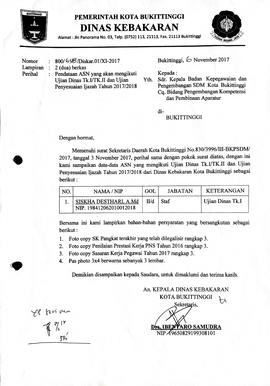 27. Pendataan ASN yang akan mengikuti ujian Dinas Tk. I/ Tk. II dan Ujian Penyesuaian Ijazah Tahu...