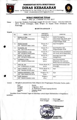 13. Surat Perintah Tugas penyambutan piala adipura dan penghargaan nirwasita tantra 