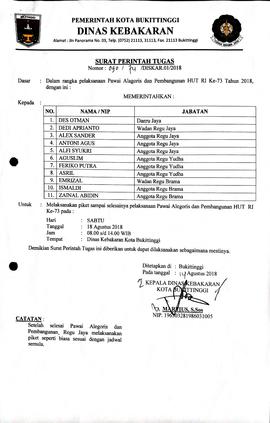 17. Surat Tugas melaksanakan piket sampai selesainya pelaksanaan pawai alegoris