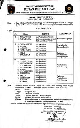 16. Surat Perintah Tugas mengikuti lomba memperingati HUT RI ke-72