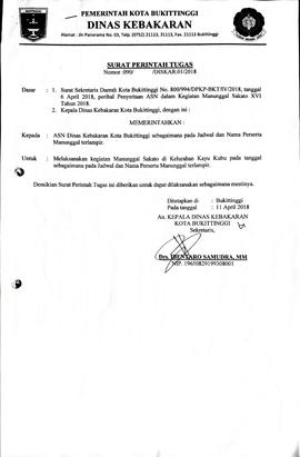 7. a. Surat Tugas Melaksanakan Manunggal Sakato di Kel. Kayu Kubu