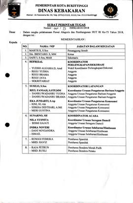 16. a. Surat Tugas pelaksanaan pawai  HUT RI ke 73