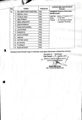 18. b. Surat Perintah Tugas Mengikuti HUT RI ke 72