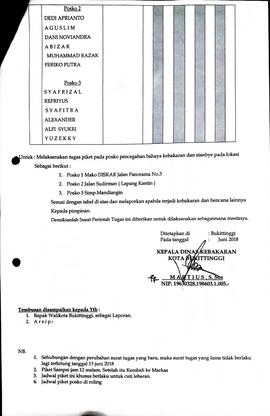 13. b. Sambungan surat tugas piket posko pencegahan bahaya kebakaran