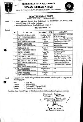 2. Surat Tugas Mengikuti acara puncak peringatan hari peduli sampah nasional tk. Kota Bukittinggi