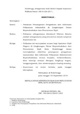 Khazanah Arsip halaman 3  SK Pedoman Penangan Pengaduan Dan Informasi Pelayanan Adminduk di Lingk...