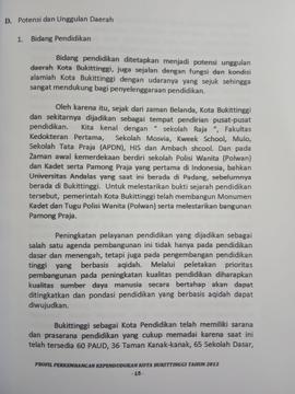 Khazanah arsip  halaman 6 BAB II, Gambaran Umum Kota Bukittinggi/ Potensi dan Unggulan Daerah.