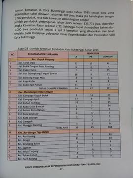 Khazanah arsip   halaman  40  dari BAB III. Tabel 23 : Jumlah Kematian Penduduk Kota Bukittinggi,...