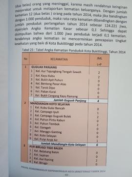 Khazanah arsip  halaman 54  dari BAB III, Kuantitas Penduduk, Tabel 23 : Tabel Angka  Kematian Pe...