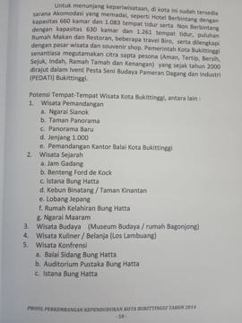Khazanah arsip   lembar ke- sepuluh  BAB II. Gambaran Umum  Kota Bukittinggi, Potensi tempat - te...