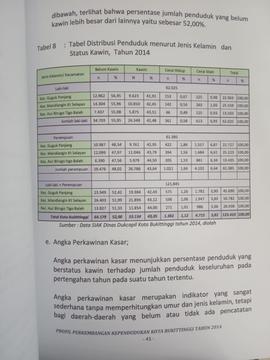 Khazanah arsip  halaman 26  dari BAB III, Kuantitas Penduduk,Tabel 8 : Tabel Distribusi Penduduk menurut Jenis Kelamin dan Status Kawin, tahun 2014.