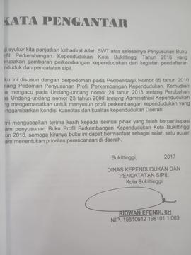 Khazanah arsip Kata Pengantar Oleh Kepala Dinas Dukcapil.