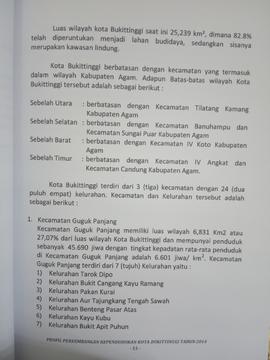 Khazanah arsip   lembar ke dua BAB II. Gambaran Umum Kota Bukittinggi. Luas wilayah  Kota Bukitti...