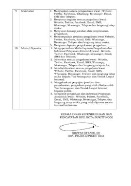 Khazanah Arsip halaman  5  SK Tentang Pembentukan Tim Pengelola Layanan Pengaduan dan Informasi Pelayanan Adminduk melalui Website, SMS Centre, Call Centre, Whatsapp dan Email serta Media Sosial Dinas Kependudukan dan Pencatatan Sipil Kota Bukittinggi Tahun 2018.