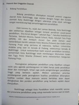 Khazanah arsip   lembar ke- enam BAB II. Gambaran Umum Kota Bukittinggi, Potensi dan Unggulan Dae...