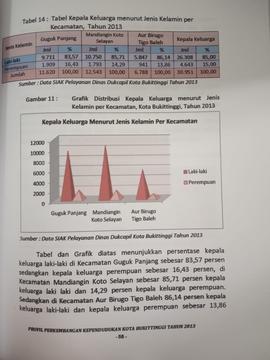 Khazanah arsip  halaman ke 38  dari BAB III, Tabel 14 : Tabel  Kepala Keluarga menurut jenis kelamin per-Kecamatan, Tahun 2013.