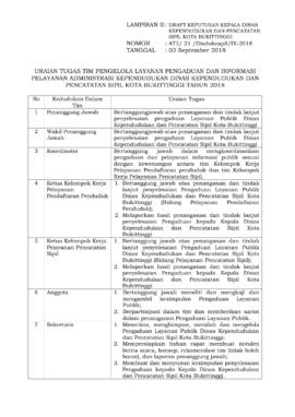 Khazanah Arsip halaman 4  SK Tentang Pembentukan Tim Pengelola Layanan Pengaduan dan Informasi Pelayanan Adminduk melalui Website, SMS Centre, Call Centre, Whatsapp dan Email serta Media Sosial Dinas Kependudukan dan Pencatatan Sipil Kota Bukittinggi Tahun 2018.
