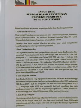 Input Data sebagai dasar penyususnan Proyeksi Penduduk Kota Bukittinggi.