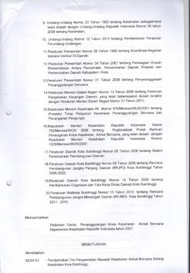 Khazanah Arsip Keputusan Kepala Dinas Kesehatan Kota Bukittinggi tentang Pembentukan Tim PMK-AB T...