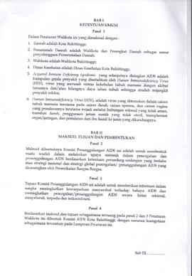 Khazanah Arsip Peraturan Walikota Bukittinggi tentang Komisi Penanggulangan AIDS Kota Bukittinggi...