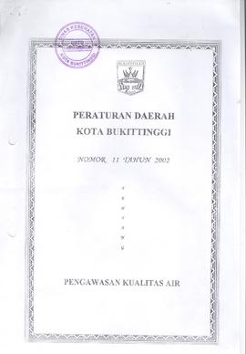 Khazanah Arsip Perda No. 11 Tahun 2002 tentang Pengawasan Kualitas Air (lembar 1)
