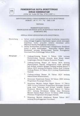 Khazanah Arsip SK Panitia Peningkatan Imunisasi  (Kampanye MR) 2018 (lembar 1)