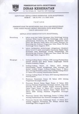 Khazanah Arsip SK Tim Monev Dana Hibah PMI 2018  (lembar 1)