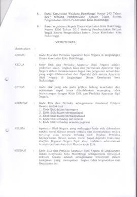 Khazanah Arsip Keputusan Kepala Dinas Kesehatan Kota Bukittinggi tentang Kode Etik dan Perilaku A...