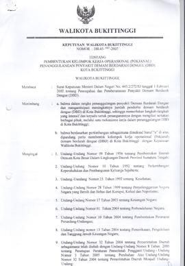 Khazanah Arsip Keputusan Walikota Bukittinggi tentang Pembentukan Pokjanal Penanggulangan DBD Tah...