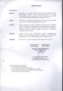 Khazanah Arsip SK Perubahan Penunjukan Pejabat Pelaksana Teknis Kegiatan  Tahun 2017 (lembar 3)
