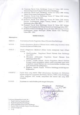 Khazanah Arsip Keputusan Walikota Bukittinggi tentang Pembentukan Panitia Pengobatan Massal Filar...