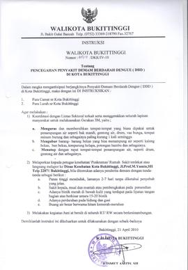 Khazanah Arsip Instruksi Walikota Bukittinggi tentang Pencegahan Penyakit Demam Berdarah Dengue (...