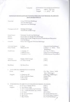 Khazanah Arsip Keputusan Walikota Bukittinggi tentang Pembentukan Panitia Pengobatan Massal Filar...