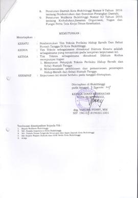 Khazanah Arsip Keputusan Kepala Dinas Kesehatan tentang Pembentukan Tim Teknis PHBS Tahun 2017 (L...