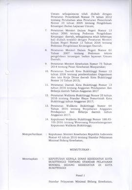 Khazanah Arsip Keputusan Kepala Dinas Kesehatan Kota Bukittinggi tentang SPM Bidang Kesehatan Tah...