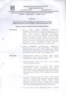 Khazanah Arsip SK Penetapan Pejabat Pembuat KomitmenTahun 2017 (Lembar Satu)