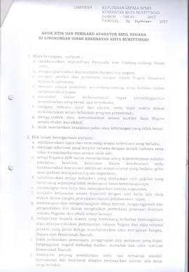 Khazanah Arsip Keputusan Kepala Dinas Kesehatan Kota Bukittinggi tentang Kode Etik dan Perilaku A...