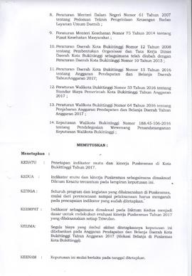 Khazanah Arsip Keputusan Kepala Dinas Kesehatan Kota Bukittinggi tentang Indikator Mutu dan Kiner...