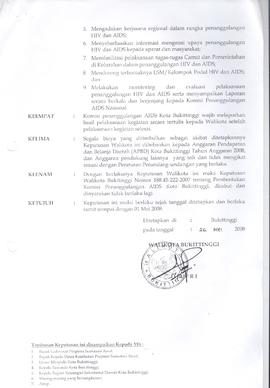 Khazanah Arsip SK Walikota Bukittinggi tentang Pembentukan KPA Kota Bukittinggi Tahun 2008 (lemba...