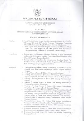 Khazanah Arsip Keputusan Walikota Bukittinggi tentang Pembentukan Panitia Pengobatan Massal Filar...