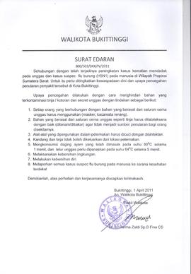 Khazanah Arsip Surat Edaran Walikota Bukittinggi tentang Kewaspadaan Dini dan Upaya Pencegahan Pe...